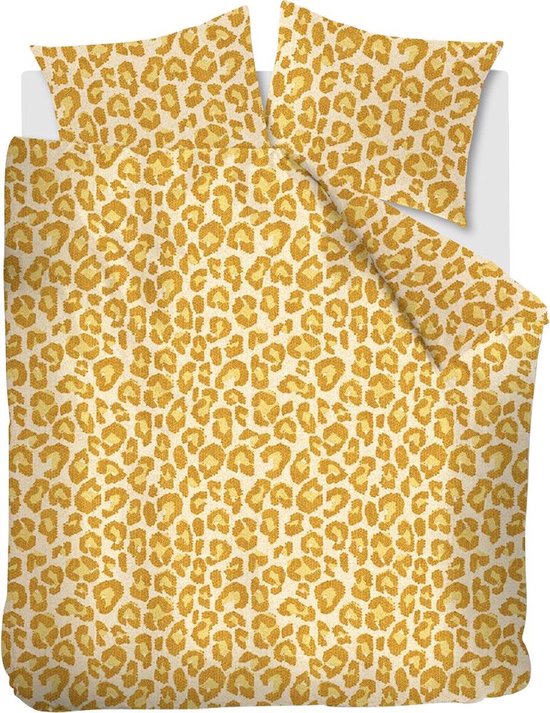 Housse de Couette Double Katoen Doux Imprimé Panthère Jaune | 200x200 / 220 | Finement tissé | Respirant et de haute qualité