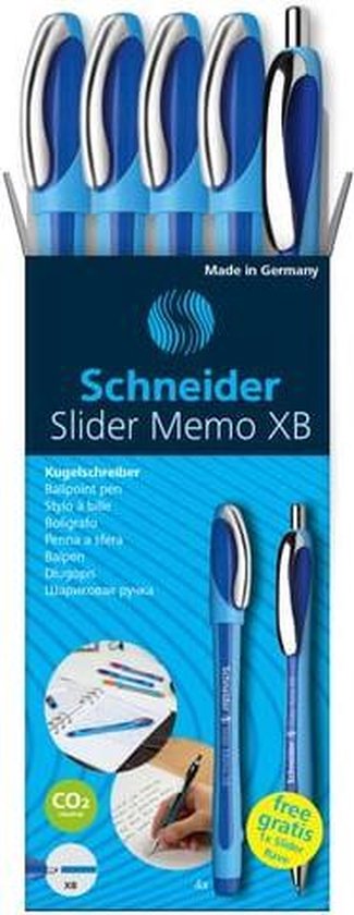 Schneider balpen - Slider Memo - XB 1,4mm - 4 stuks + 1x gratis - Slider Rave - S-150275