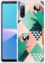 Sony Xperia 10 III Hoesje Exotic Trendy Parrots Designed by Cazy