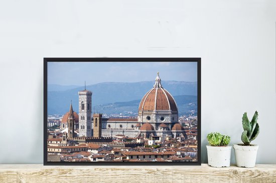 Image encadrée - Cadre photo Panorama du Dom de Florence noir 60x40 cm - Affiche encadrée (Décoration murale salon / chambre)