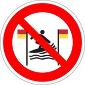 Verboden te surfen tussen rode en gele vlag bord - kunststof - P064 150 mm