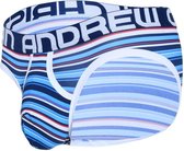 Andrew Christian Hampton Stripe Brief w/ Almost Naked Blauw - MAAT M - Heren Ondergoed - Slip voor Man - Mannen Slip