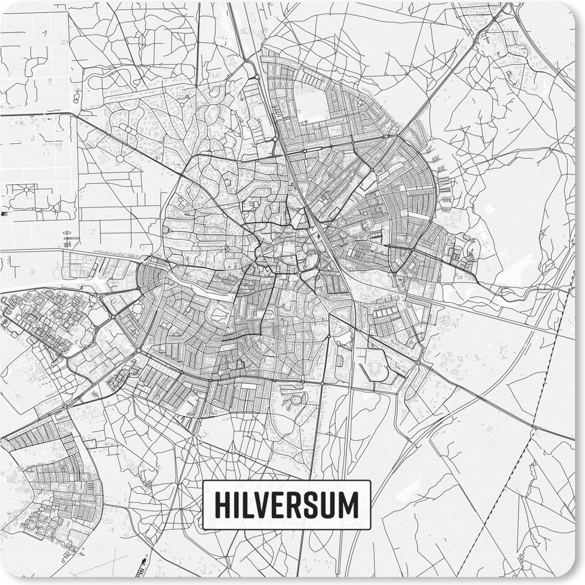 Muismat 20x20 cm - Mousepad Stadskaart Hilversum - Muismatten