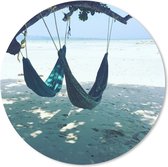 Muismat Hangmat op het strand - Hangmatten op een boom in het Aziatische India Muismat rond - 30x30 cm - Muismat met foto