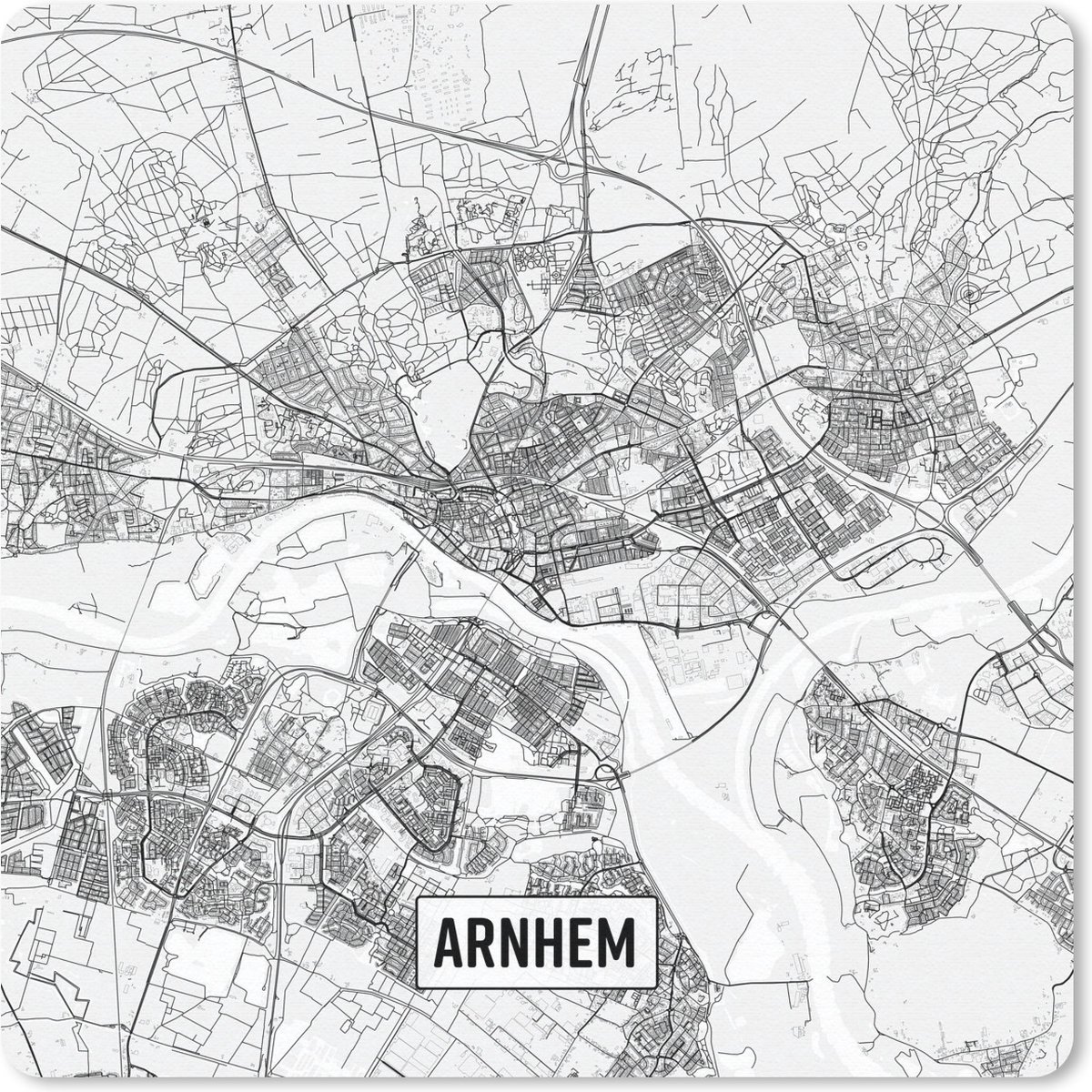 Muismat 20x20 cm - Mousepad Stadskaart Arnhem - Muismatten