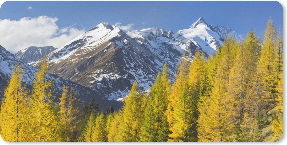 Muismat Großglockner - Bomen voor de Großglockner berg in Oostenrijk muismat rubber - 80x40 cm - Muismat met foto
