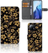 Telefoonhoesje Xiaomi Mi 11 Bookcase Cadeau voor Oma Gouden Bloemen