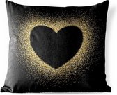 Buitenkussens - Tuin - Gouden hart op een zwarte achtergrond - 60x60 cm