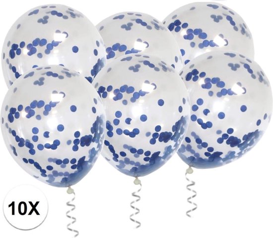 Blauwe Confetti Ballonnen 10 Stuks Luxe Gender Reveal Versiering Babyshower Verjaardag Blauwe Papier Confetti Ballon