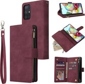 Coque de téléphone de Luxe pour Samsung Galaxy A72 | Bookcase en cuir de haute qualité | Étui portefeuille en cuir | Apparence Luxe | Porte-cartes 6 pièces | Porte-monnaie | Fermeture à glissière | Rouge