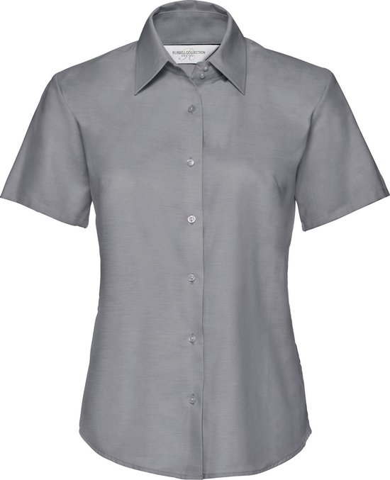 Russell Collectie Dames/Dames Korte Mouw Easy Care Oxford Shirt (Zilvergrijs)
