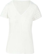 Cassis - Female - T-shirt in wafeltricot  - Ecru