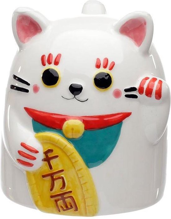 Foto: Puckator ondersteboven mok grote beker maneki neko gelukskat lucky cat