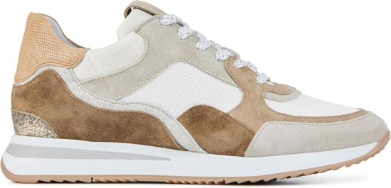 VIA VAI Sneaker NORA SOOTH Beige Suede-Leer Combi - Bormans Modeschoenen