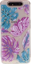 Shop4 - Samsung Galaxy A80 Hoesje - Zachte Back Case Bladeren Gekleurd
