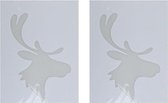 2x Kerst raamsjablonen rendierhoofden plaatjes 35 cm - Raamdecoratie Kerst - Sneeuwspray sjabloon