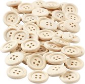 200x Houten knopen 15 mm - Blanco knopen - Hobby/decoratie materiaal