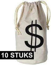 10x Geldzakken met dollar teken 16 x 23 cm - Boef/dief verkleedaccessoires