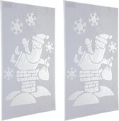 2x Kerst raamsjablonen kerstman plaatjes 35 cm - Raamdecoratie Kerst - Sneeuwspray sjabloon