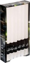 12x Witte rustieke rechte dinerkaarsen 25 cm 10 branduren - Geurloze kaarsen - Huishoudkaarsen/tafelkaarsen/kandelaarkaarsen