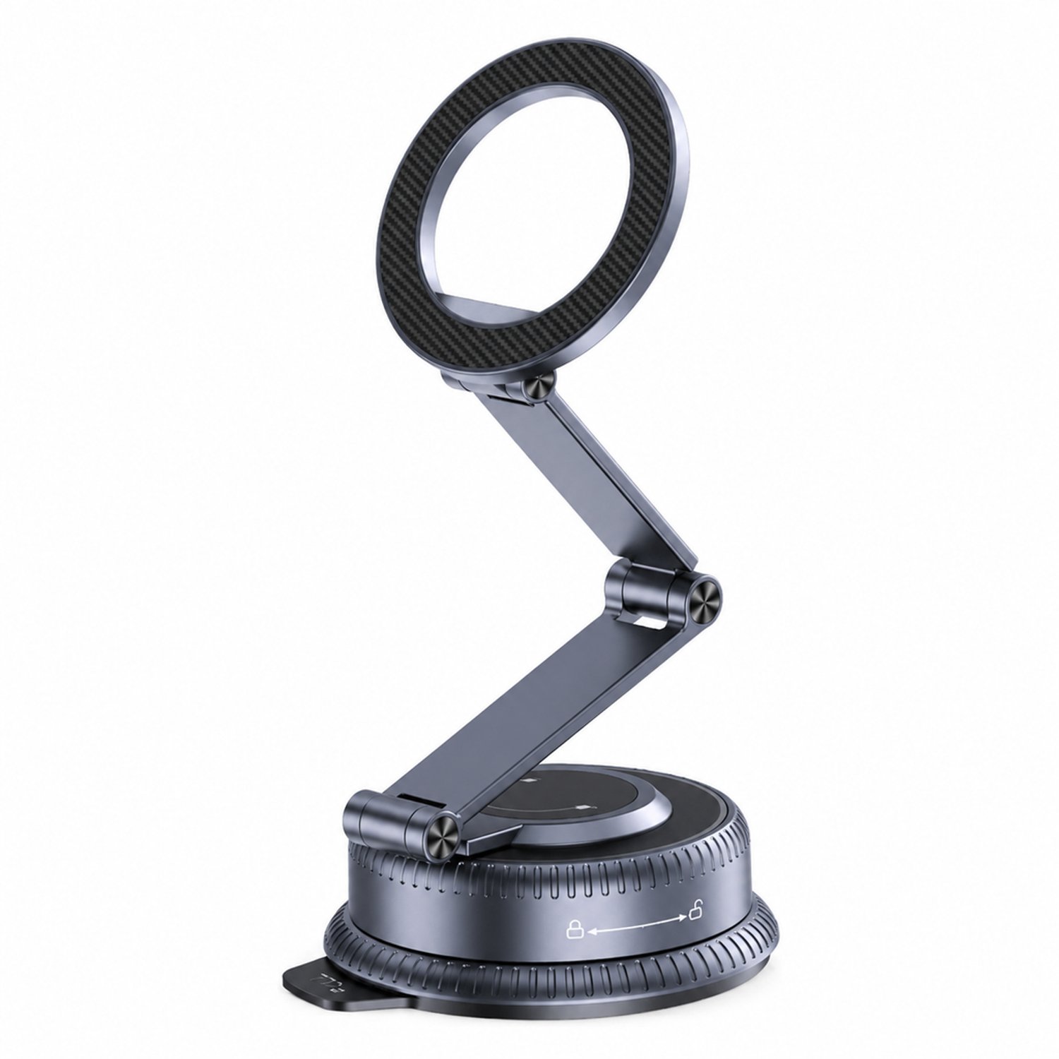 Telefoonhouders auto magnetische telefoonhouder met vacuümvoet en draaiknop voor instelbare zuigdruk scharnierarm titaniumgrijs K60 Engelstalige verpakking