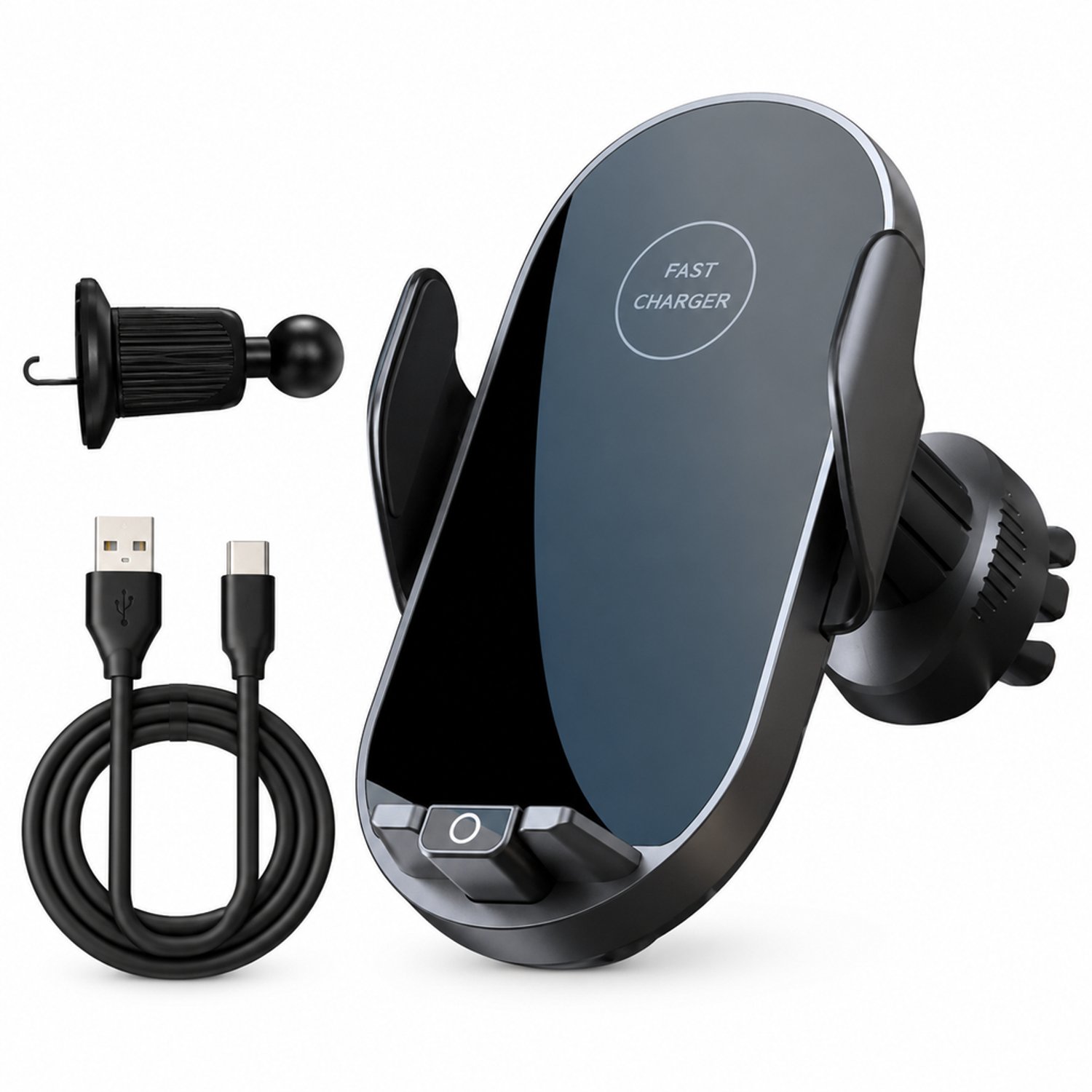 Telefoonhouders auto voor ventilatierooster - 15 W draadloos opladen - zwart
