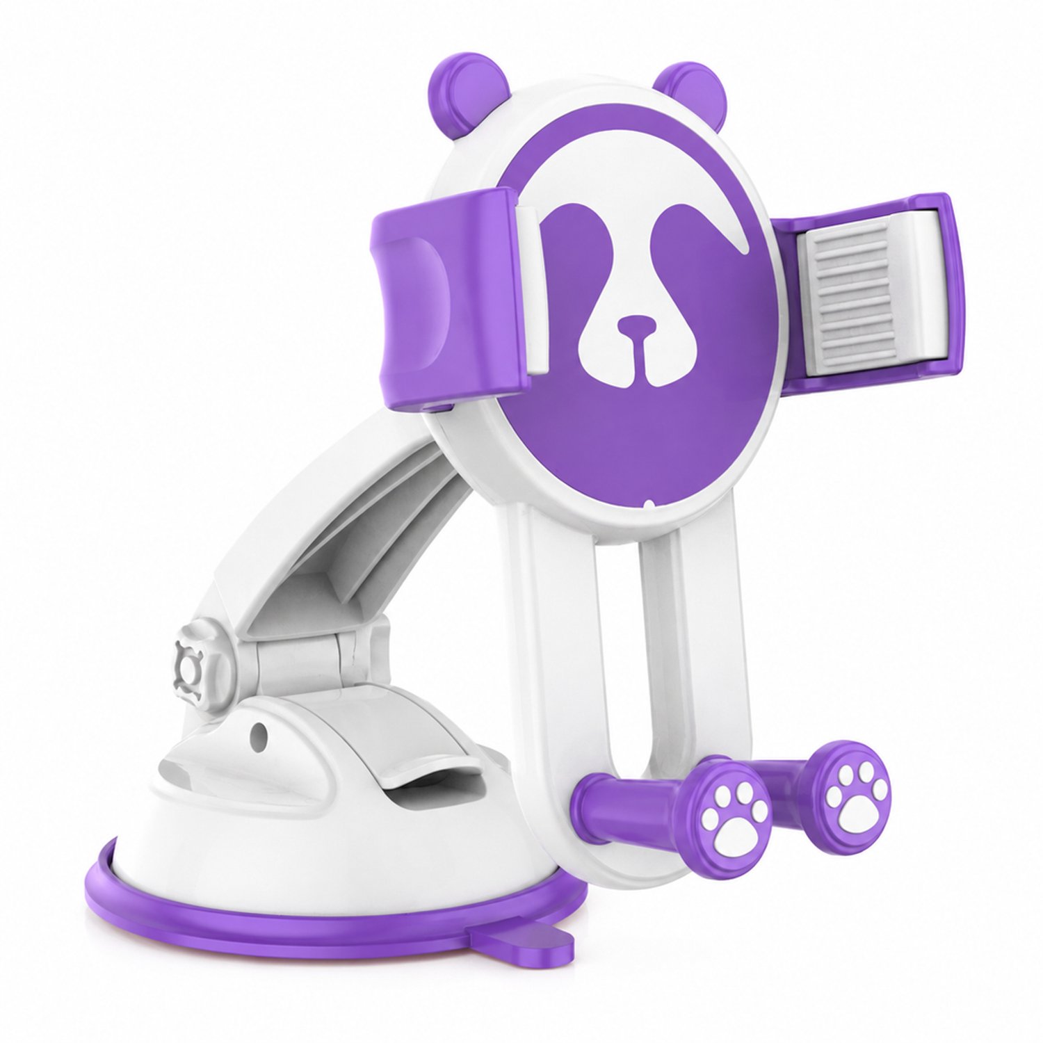 Telefoonhouders auto: paarse telefoonhouder met zuignap voor het dashboard, panda-ontwerp
