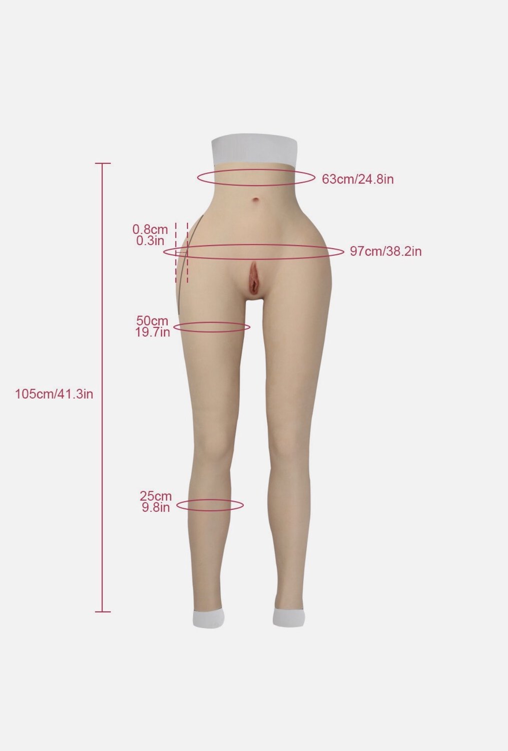 Siliconen Vaginabroek met Benen 105 cm- Vagina voor mannen- Open Anus-Crossdresser-Travestie- Siliconen onderlichaam-Bodysuit