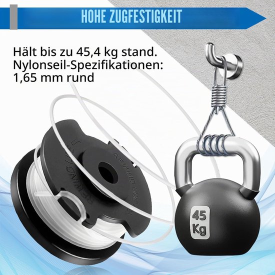 6 Stuks Vervangende Trimmerspoelen voor Accu-Rasentrimmer, Ø 1,6mm, 4,9m Lengte — afbeelding 5