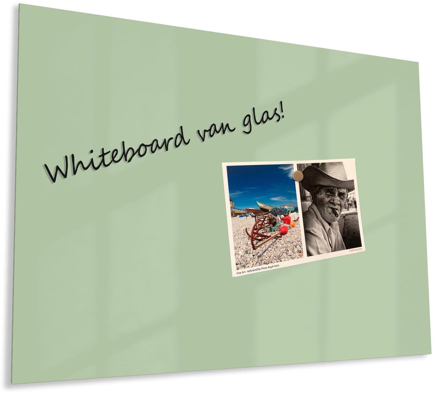 Mydesignglas Glazen Whiteboard - Gehard Glas - Magneetbord - Memobord - Magnetisch - Krasbestendig - Frameless - Willow Green - 90x60cm