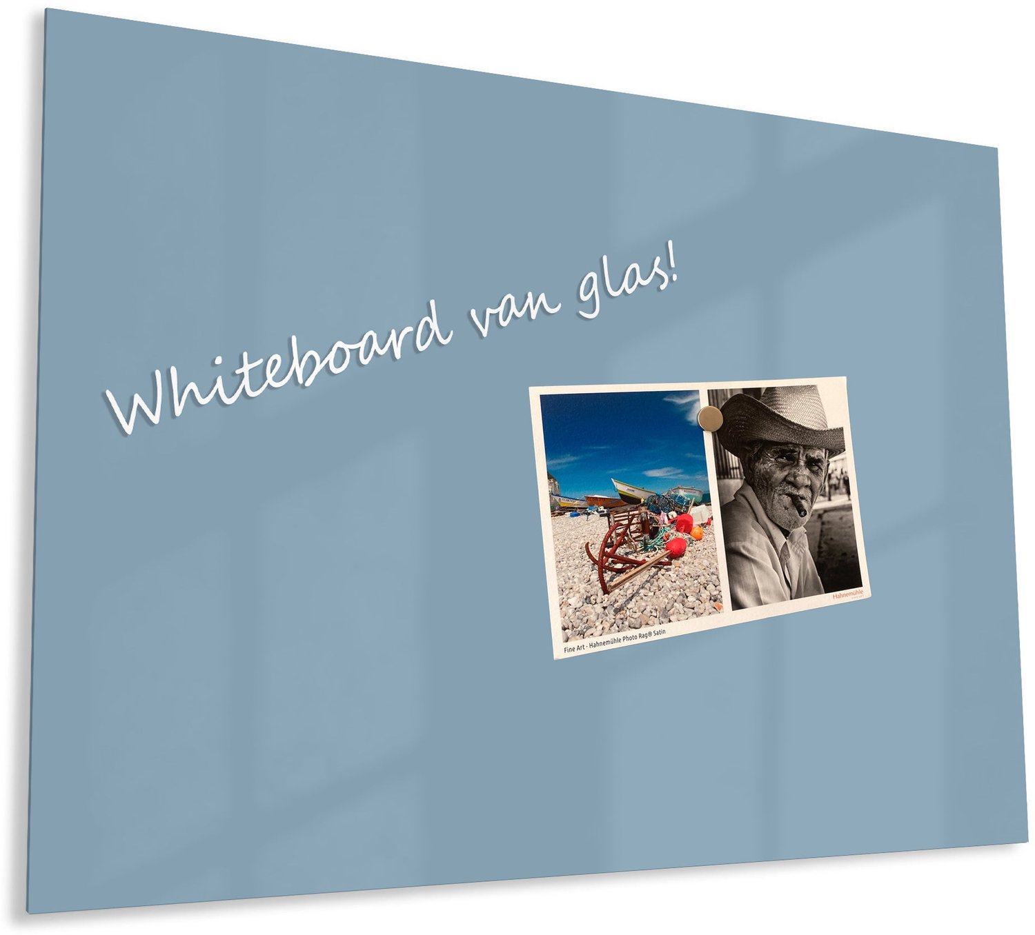 Mydesignglas Glazen Whiteboard - Gehard Glas - Magneetbord - Memobord - Magnetisch - Krasbestendig - Frameless - Ocean Mist - 60x40cm