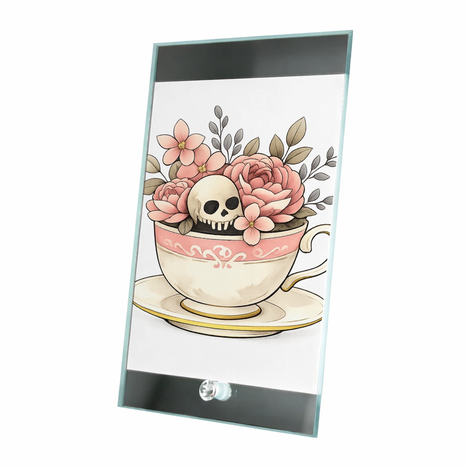 Mr Cadeautjes Glasframe 15 x 23 - design Een vrolijk botanisch contrast tussen iets zachts en iets on | cadeau Wit
