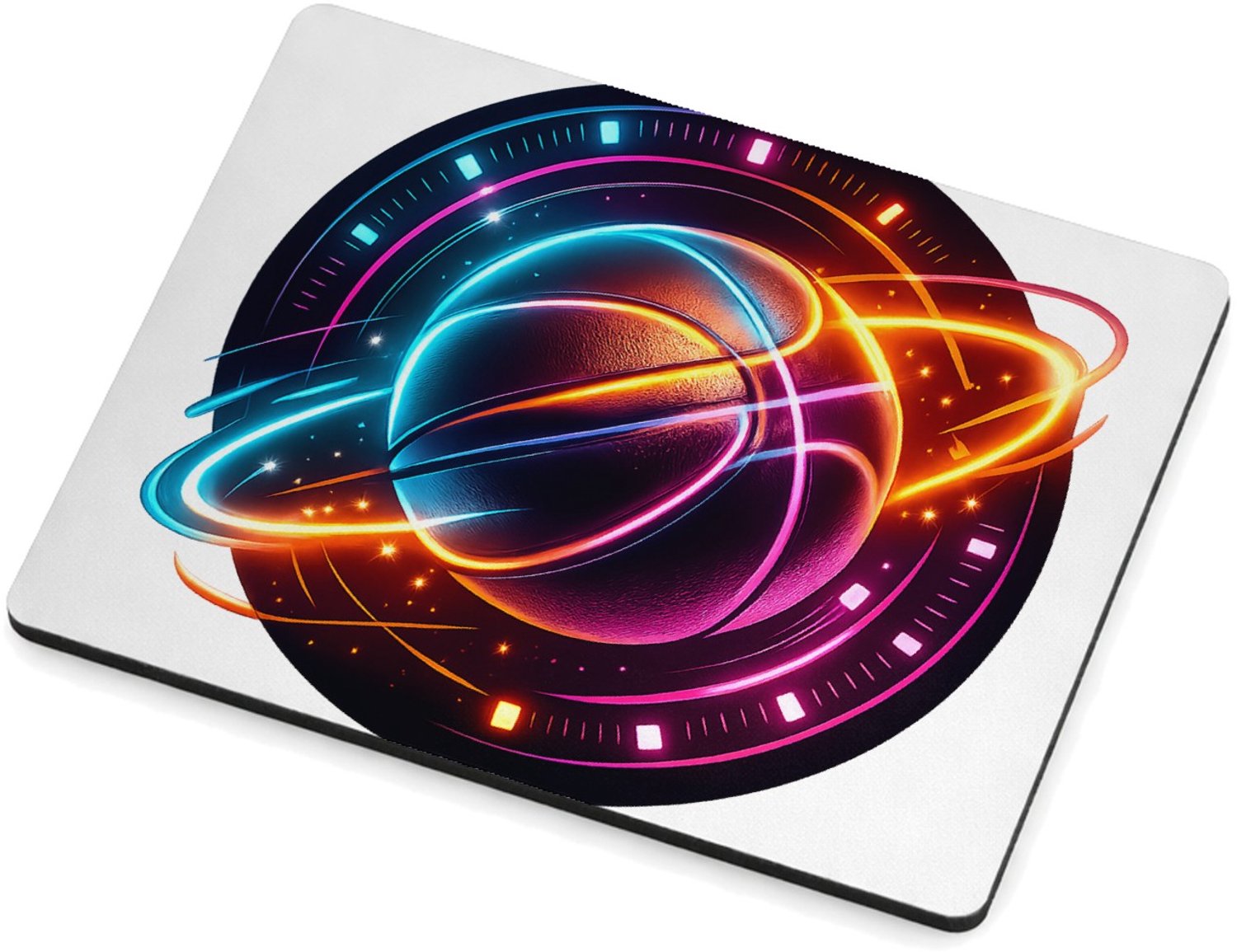 Mr Cadeautjes MDF magnetische fotolijst 9 x 7 - design Neon sportenergie met een dynamisch object in het midden | cadeau Wit