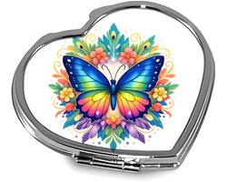 Mr Cadeautjes Metalen spiegeltje ~6 cm - design Een trotse vlinder in een cirkel van grote, decoratieve vleu | cadeau