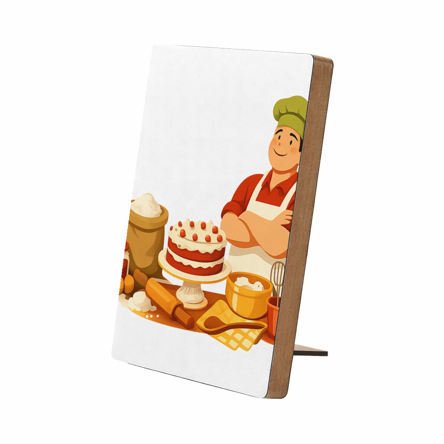 Mr Cadeautjes Glasframe/MDF 12,7 x 17,8 - design Een warm keukenportret met grote decoratieve tekst bovenaan | cadeau Wit