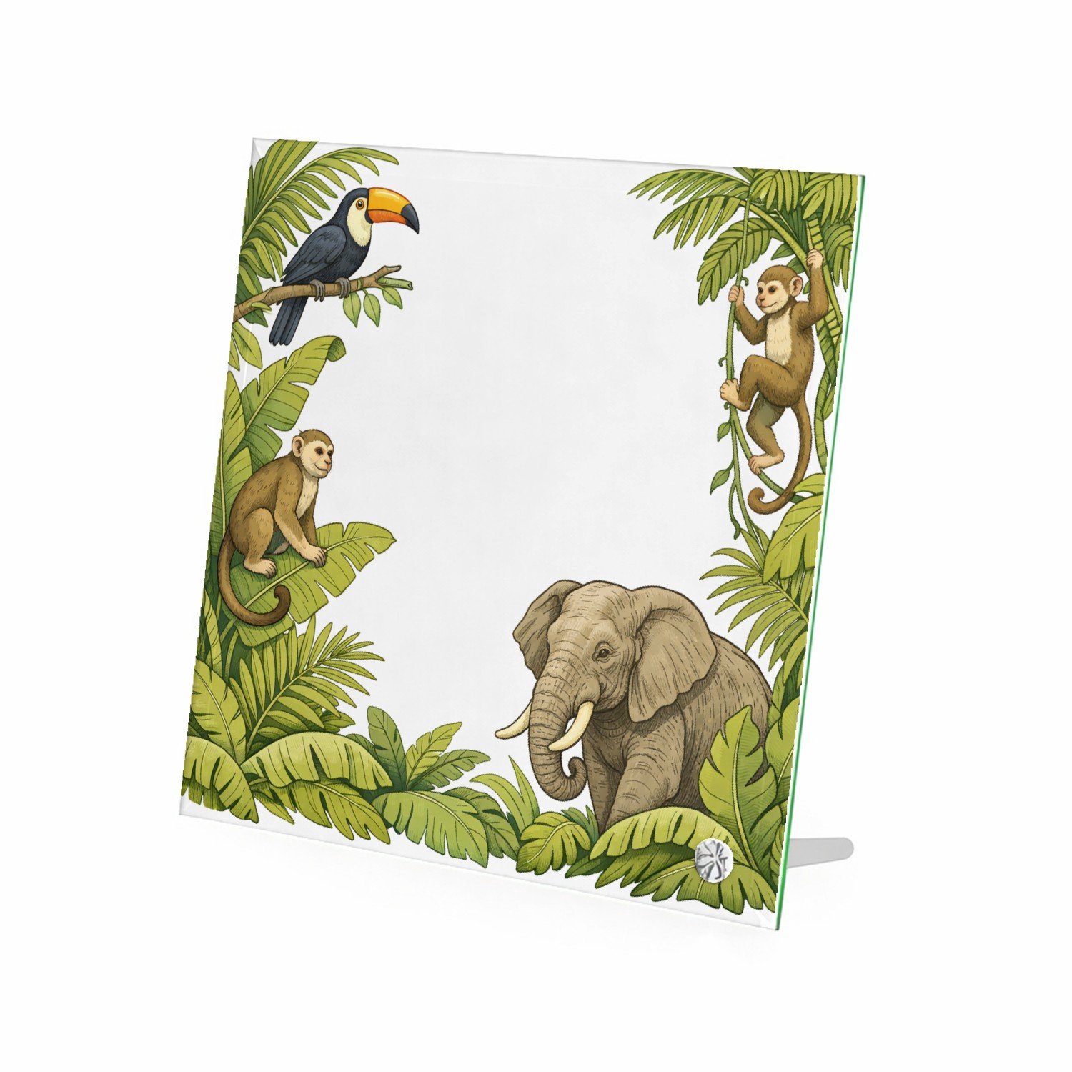 Mr Cadeautjes Glasframe 20 x 20 - design Savanne-rand met grote rust in het midden | cadeau Wit