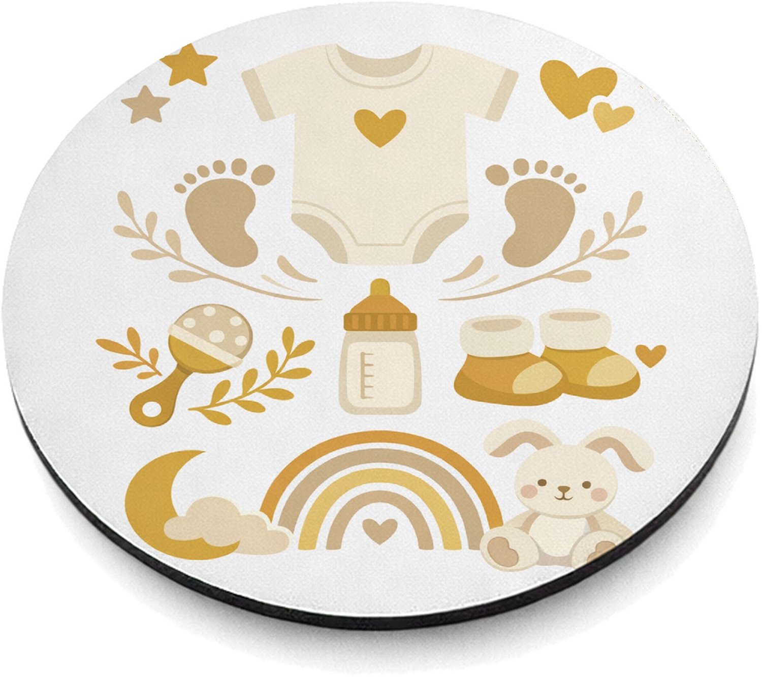 Mr Cadeautjes MDF magnetische fotolijst rond Ø 9,5 - design Een zachte aankondigingsprint voor een nieuwe familiefase me | cadeau Wit