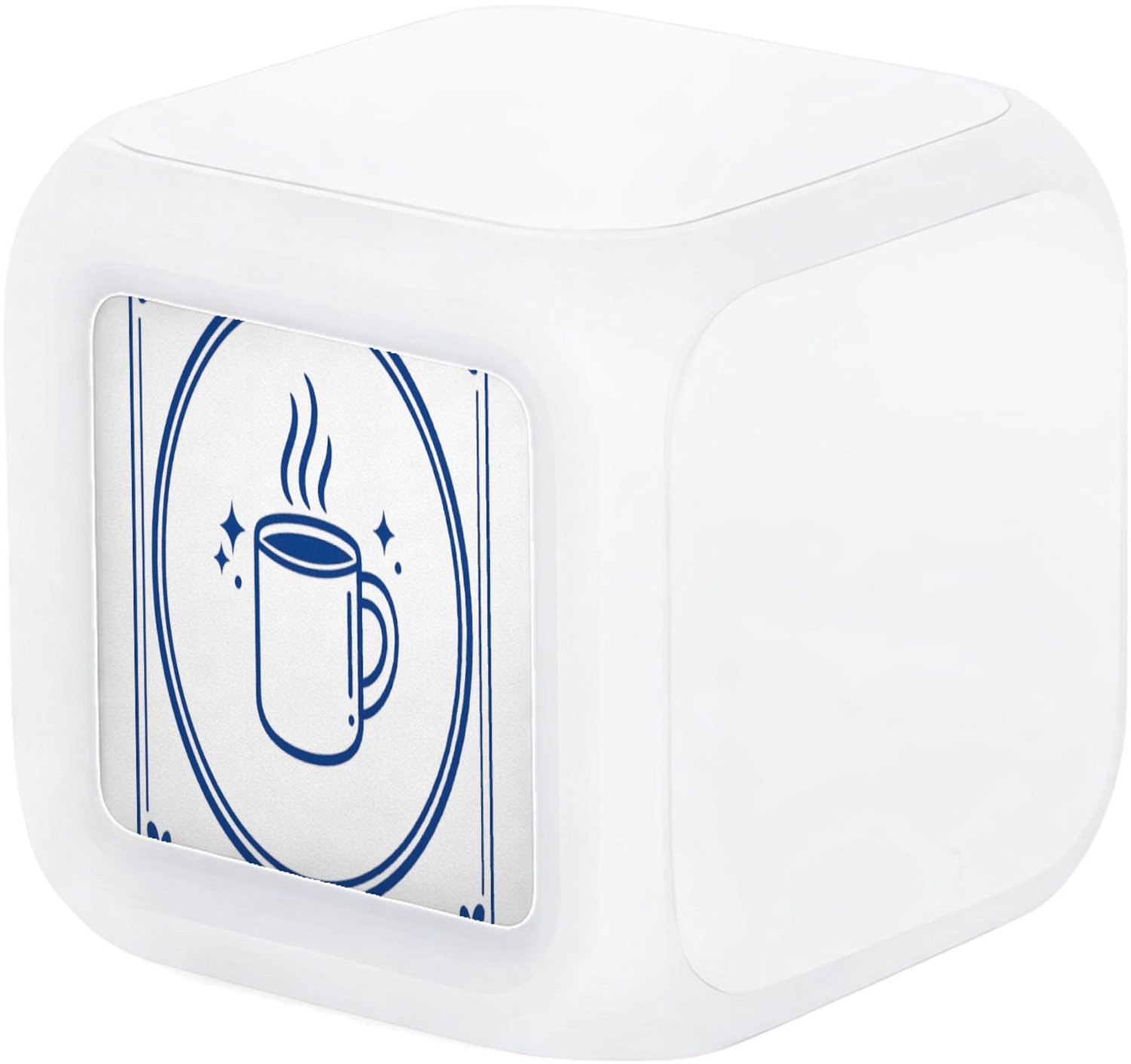 Mr Cadeautjes Digitale wekker - design Klassieke tegel met luchtige ochtendhumor rond koffie en cha | cadeau Wit