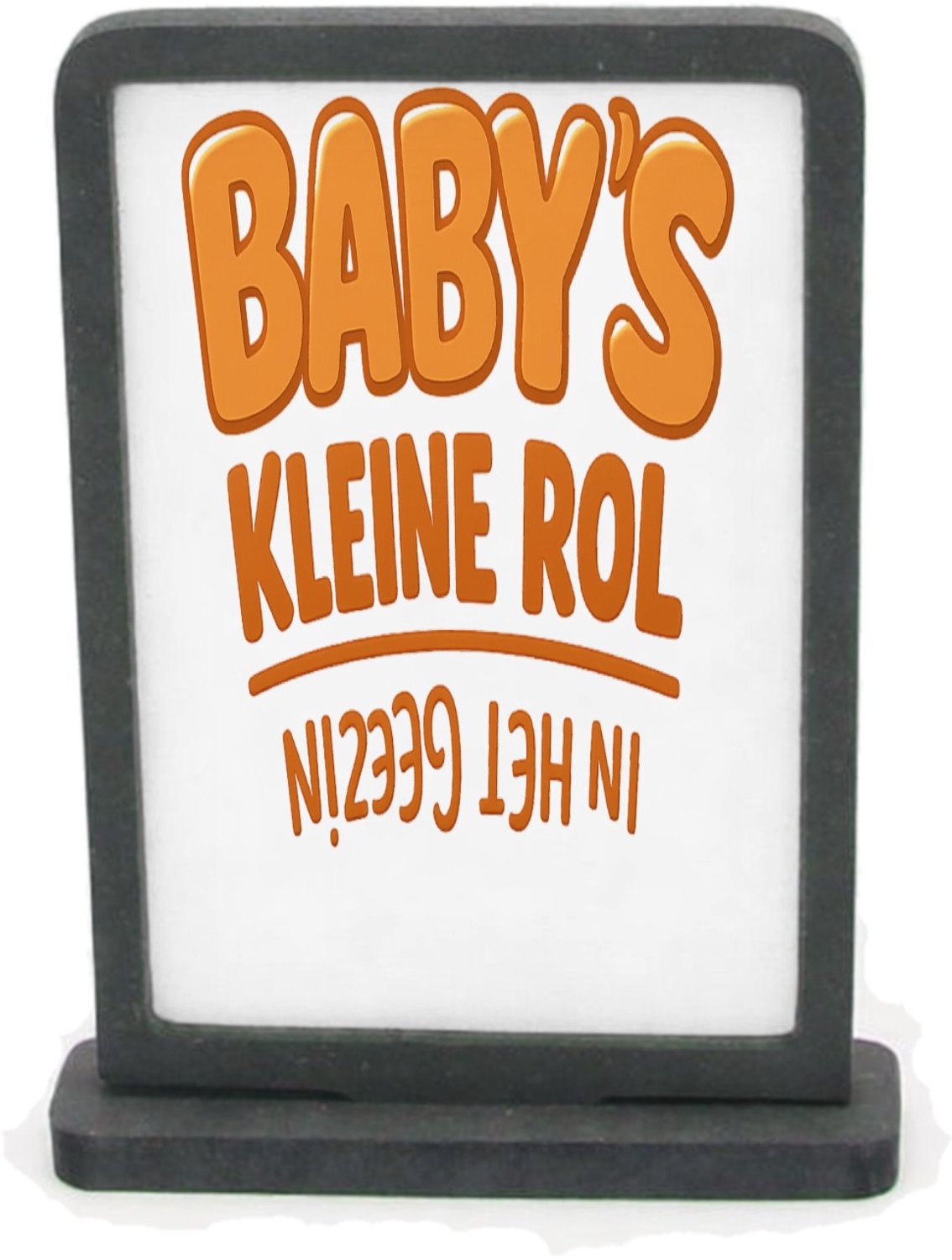 Mr Cadeautjes Houten fotolijst rechthoek met MDF inleg - design Humoristische babyboodschap met omgekeerde typografie | cadeau Wit