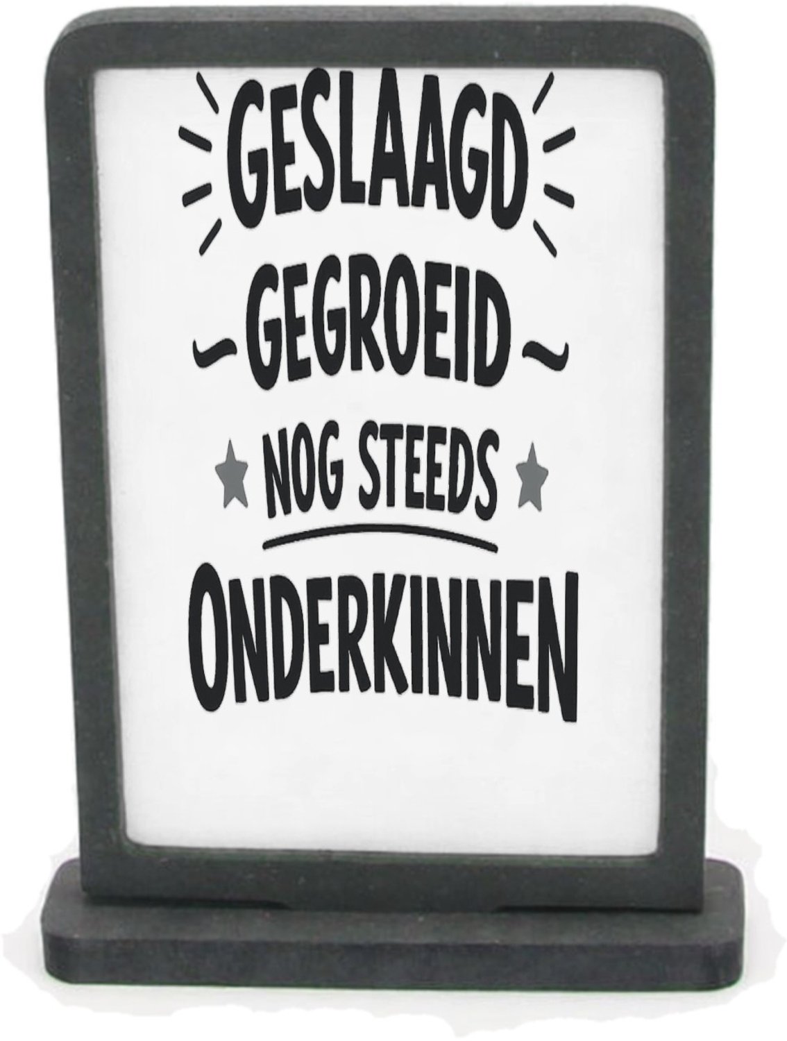 Mr Cadeautjes Houten fotolijst rechthoek met MDF inleg - design Grappige woordspeling voor een energiek cadeau-item met een | cadeau Wit