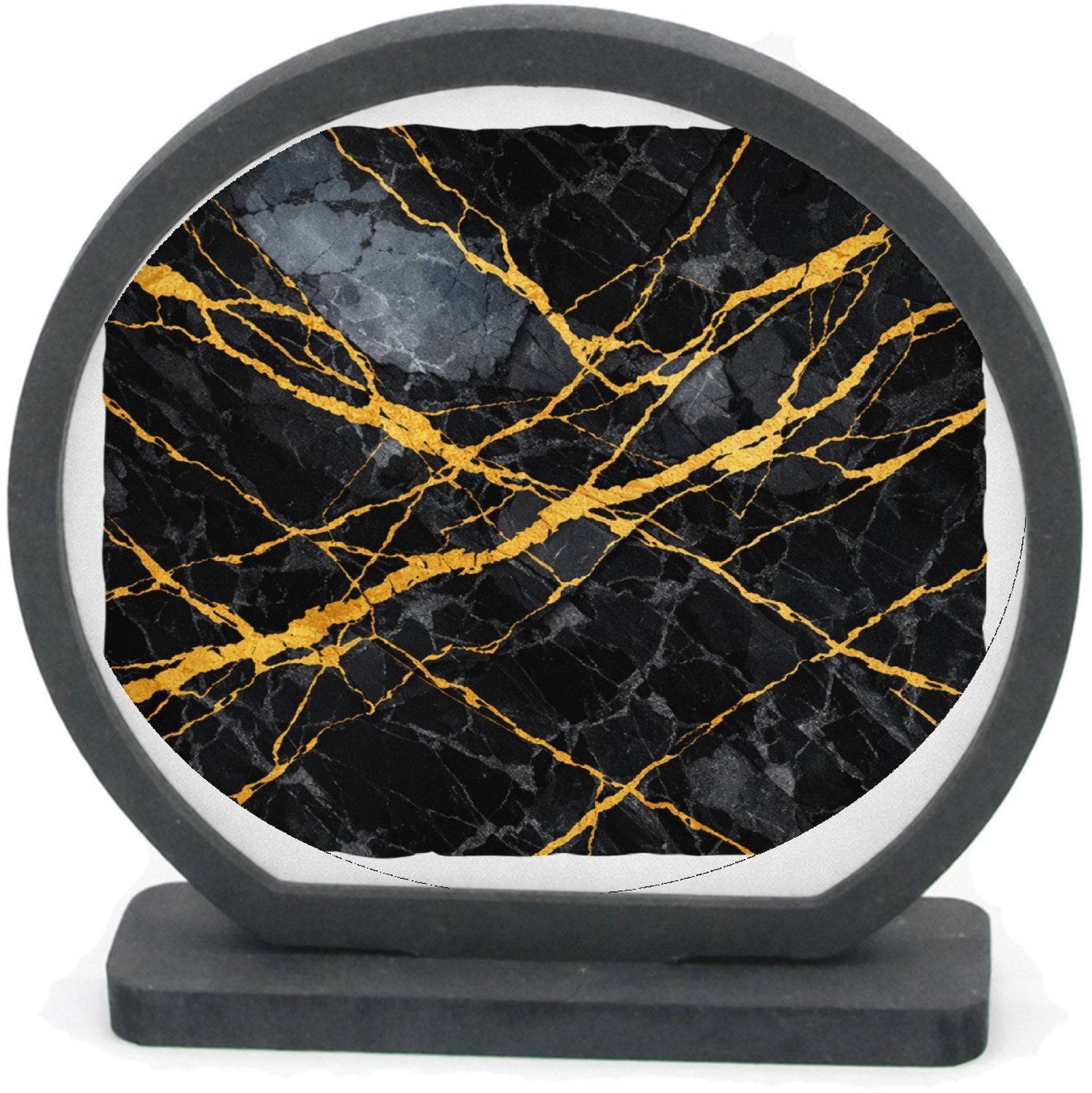 Mr Cadeautjes Houten fotolijst rond met MDF inleg - design Luxe nachtelijke steentextuur met subtiele botanische glans | cadeau Wit