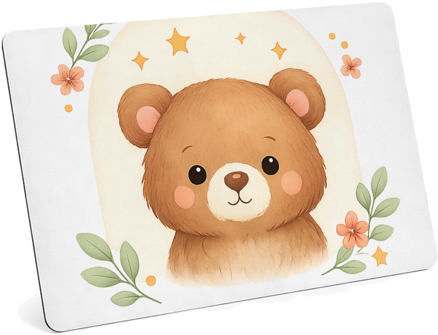 Mr Cadeautjes MDF magnetische fotolijst 28 x 19 - design Rustige bosvrienden in zachte boogvormen | cadeau Wit