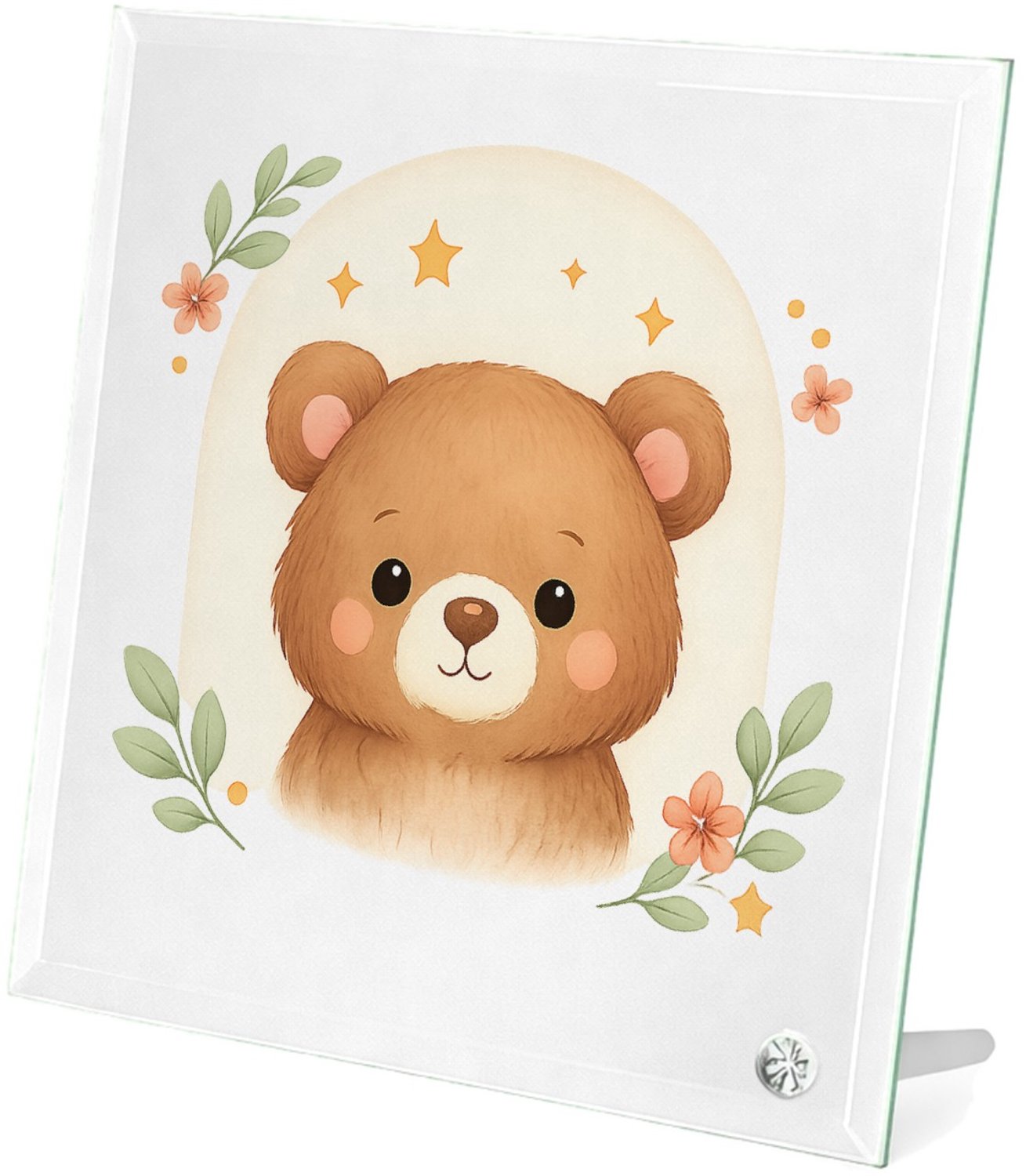 Mr Cadeautjes Glasframe 20 x 20 - design Rustige bosvrienden in zachte boogvormen | cadeau Wit