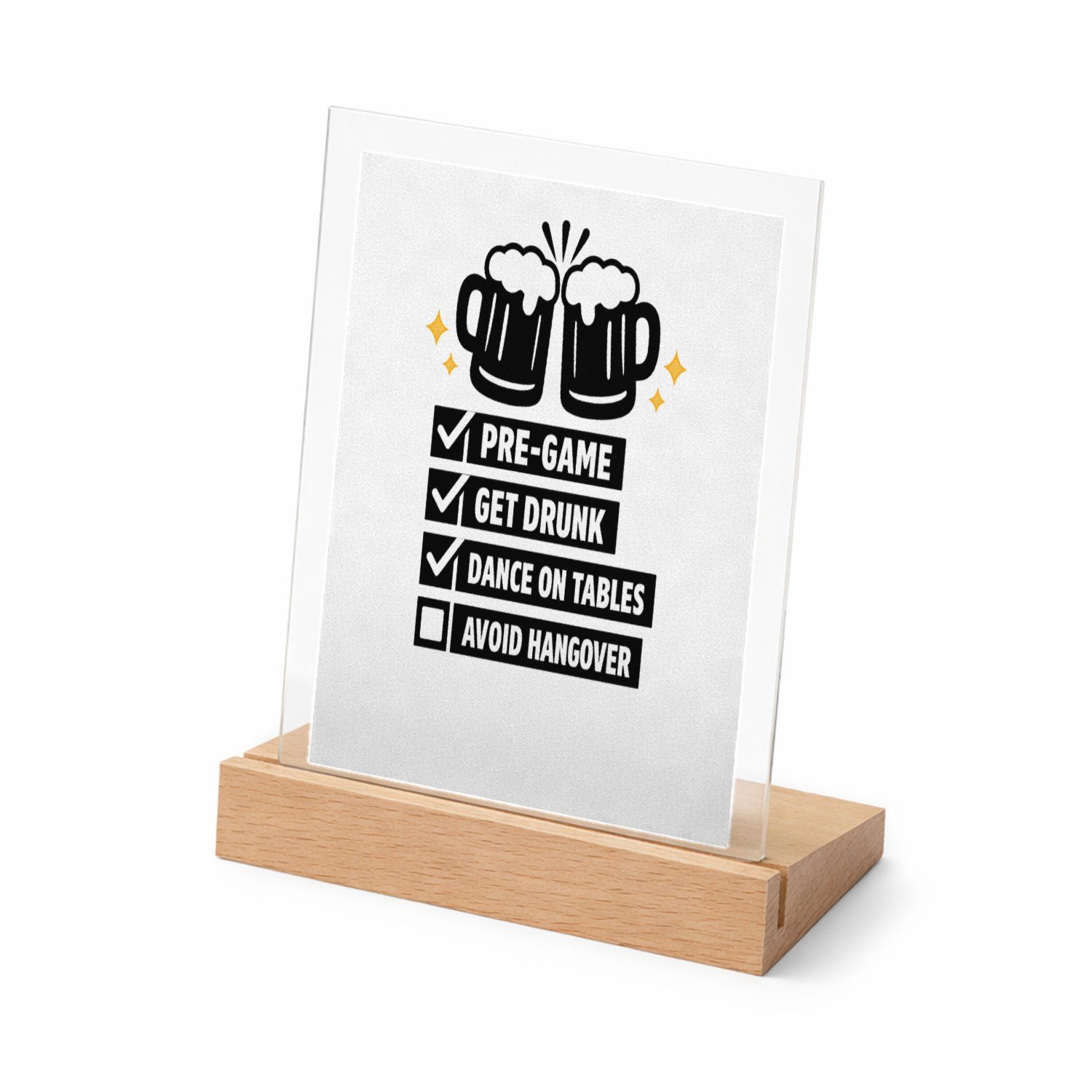 Mr Cadeautjes Glasframe met vaste tekst - design Minimalistische checklist-print voor een vriendendag met een | cadeau Wit
