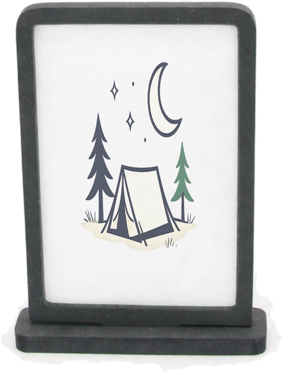 Mr Cadeautjes Houten fotolijst rechthoek met MDF inleg - design Minimalistische campingnacht met een kalme, speelse typograf | cadeau Wit