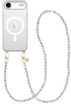 xoxo Wildhearts magnetisch hoesje geschikt voor iPhone 17 Air MagSafe - Pearlfection - Transparant telefoonhoesje met koord - Telefoonkoord met parels - Parelketting - Lang koord