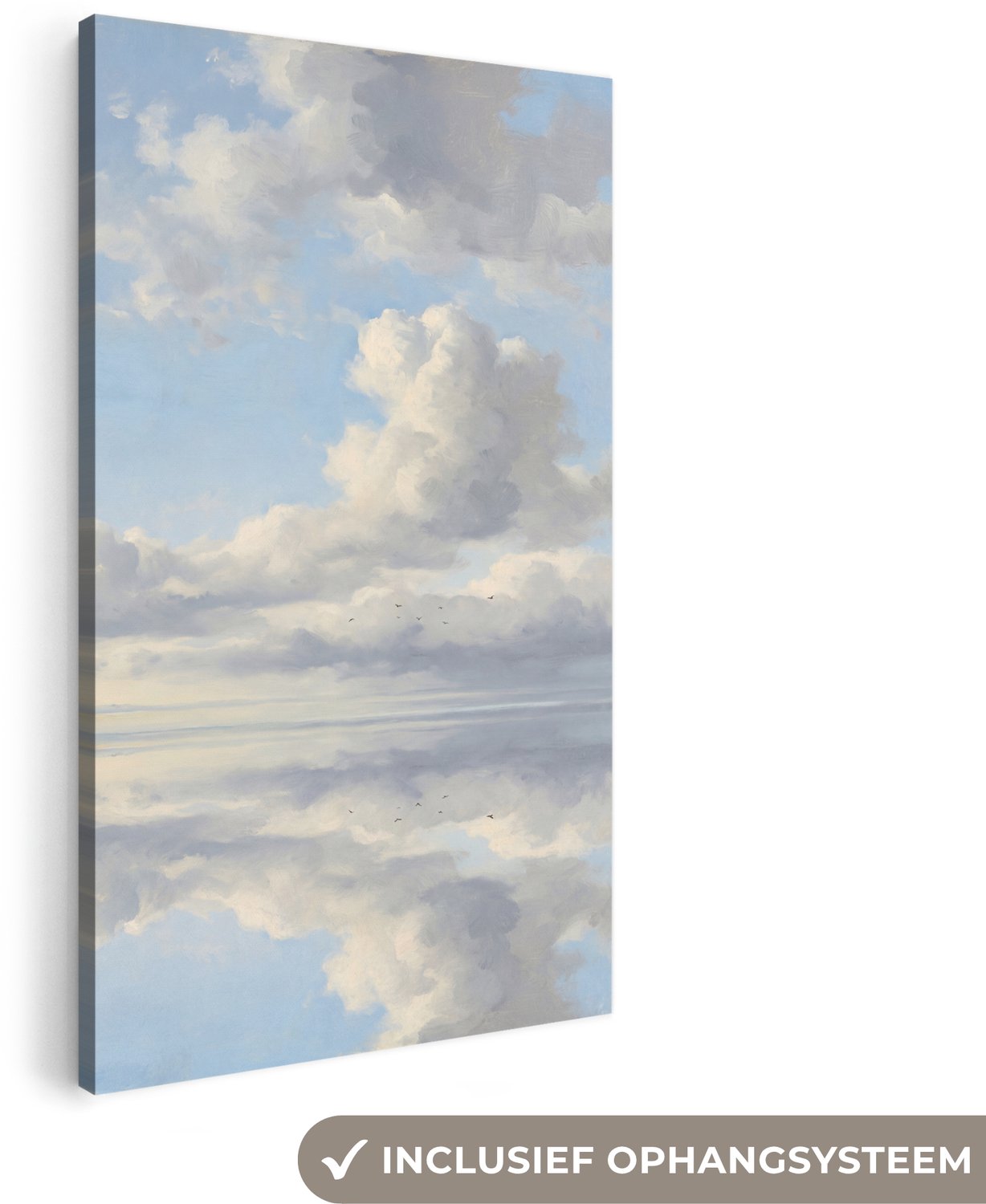 Canvas schilderij 40x80 cm - Exclusieve wanddecoratie Lucht - Wolken - Natuur - Klassiek - Blauw - Muurdecoratie woonkamer - Slaapkamer decoratie - Kamer accessoires - Schilderijen op canvas