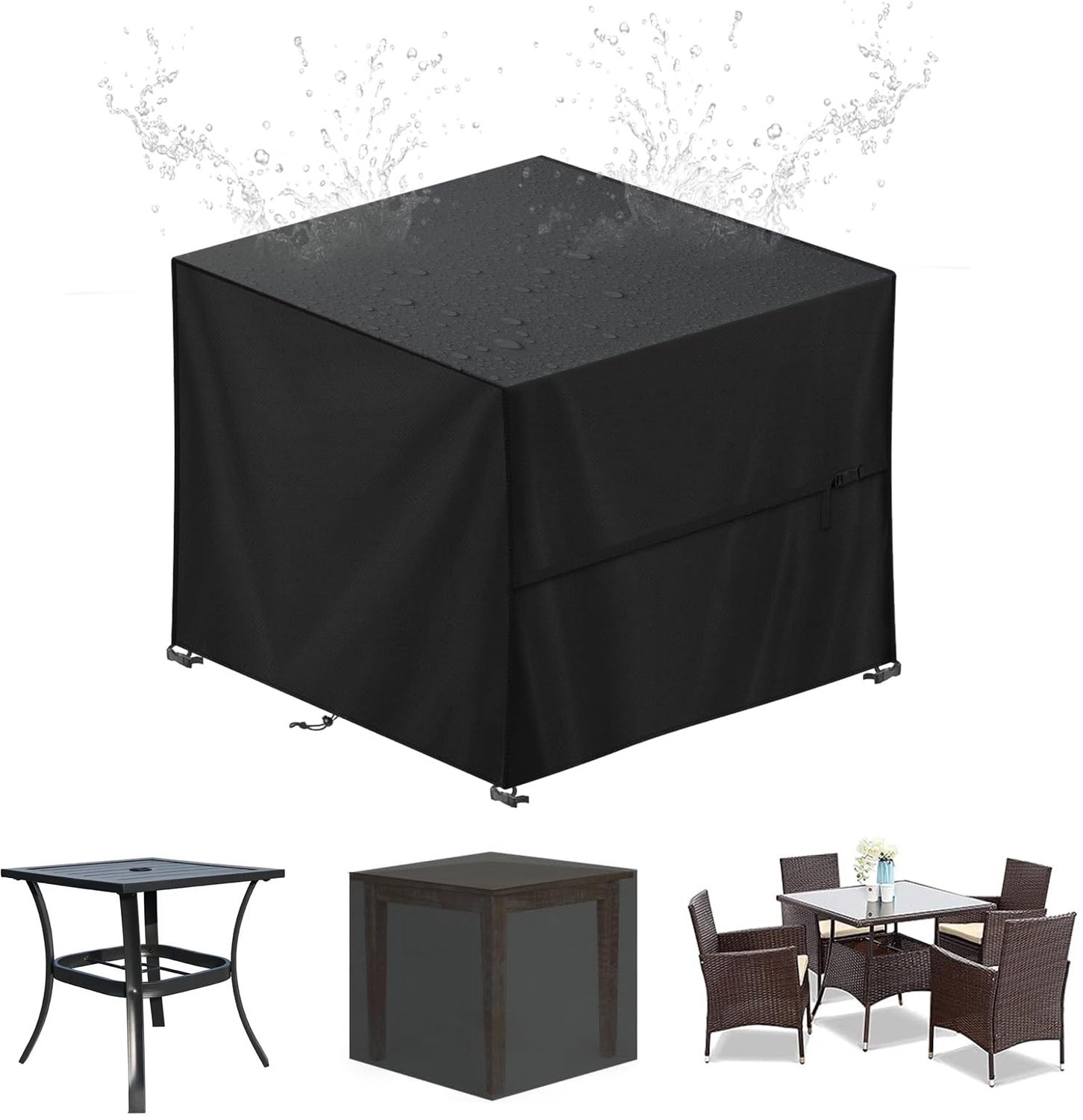 Famanu Waterdichte tuinmeubelafdekking, vierkant, 80 x 80 x 80 cm, beschermhoes voor tuintafel en stoelen, ideaal voor bescherming tegen regen en stof wit