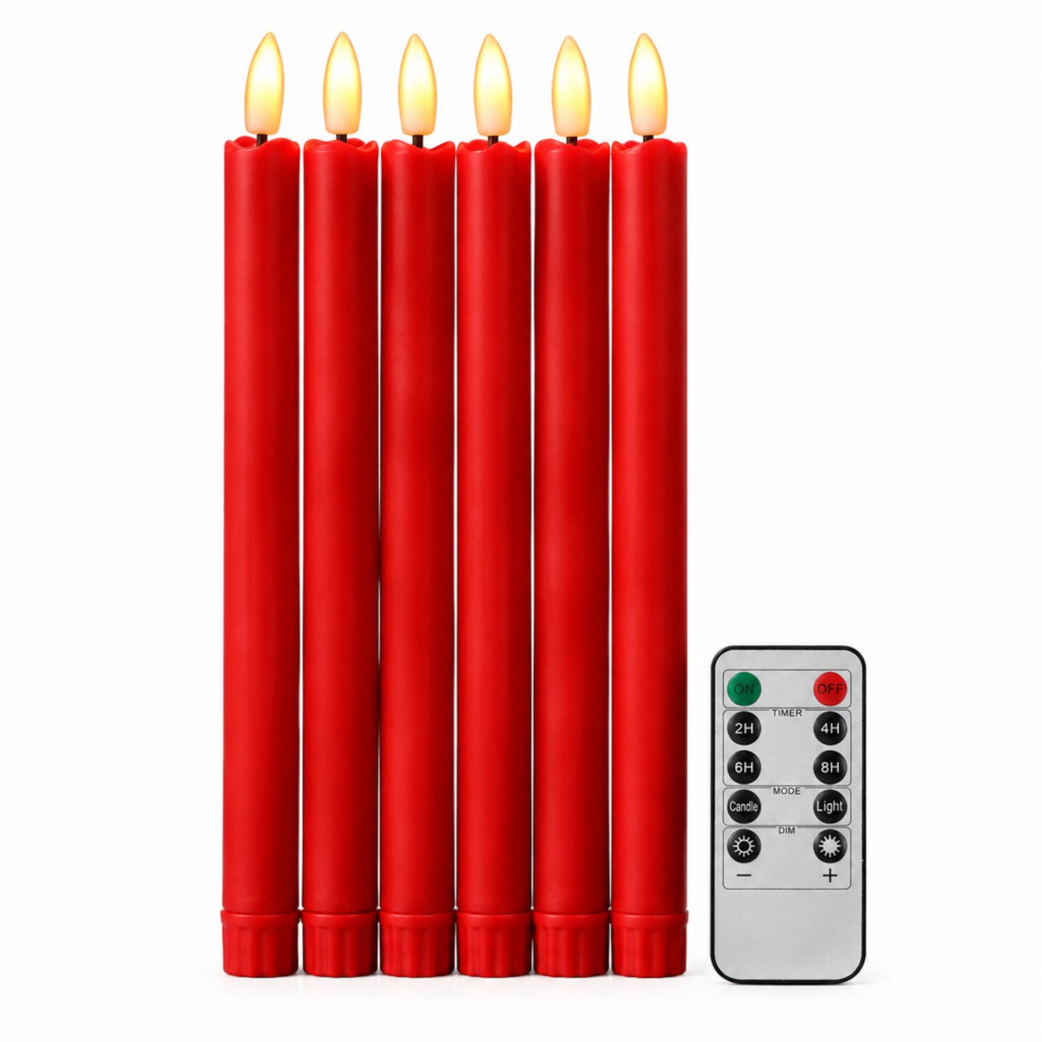 SWGOTA led kaarsen - 1 rode kaars met glad oppervlak en puntvormige vlam, uitvoering voor afstandsbediening, zonder afstandsbediening Rood