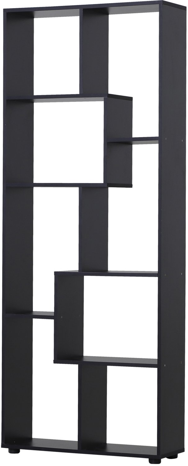 Lunpog Zigzag Boekenplank, Modern Design, 70L x 24B x 178H cm, Spaanplaat, Zwart | Modern design, spaanplaat